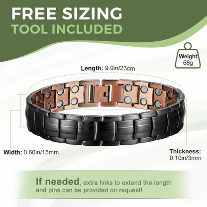 ARADOO 99.9% Pure Copper Magnetic Bracelet – Double-Row Strong Magnet Therapy Cuff for Pain Relief & Circulation