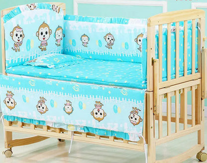 5pcs Cotton Baby Crib Bedding Set – Infant Bumpers & Safety Bed Fence Protector for Nursery Decor