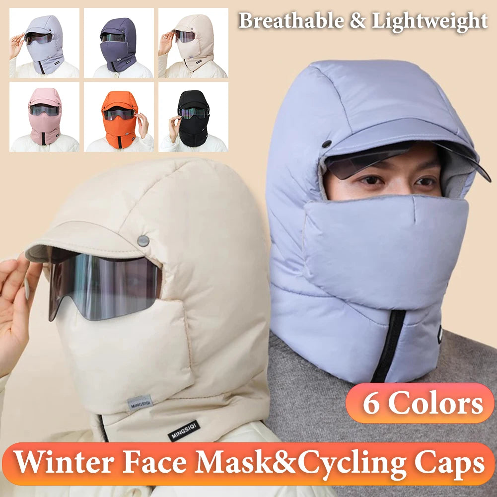 Winter Ski Balaclava Mask – Windproof Full Face Cover with Goggles, Thick Plush Thermal Motorcycle Mask for Men & Women