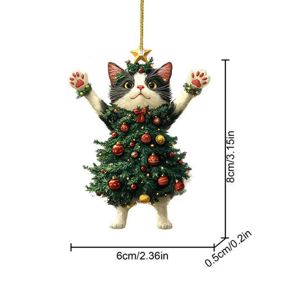 Cute Cat Christmas Ornament – Hanging Pendant for Tree, Car, Backpack & Home Decoration Holiday Gift
