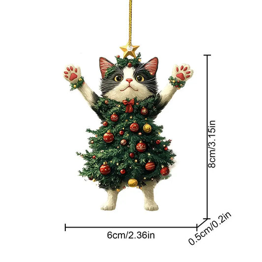 Cute Cat Christmas Ornament – Hanging Pendant for Tree, Car, Backpack & Home Decoration Holiday Gift
