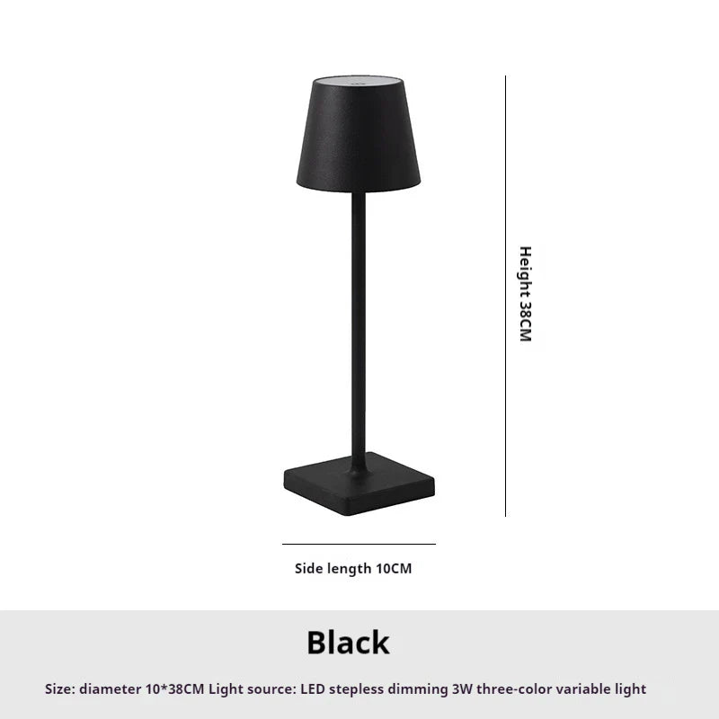 Portable Cordless LED Rechargeable Outdoor & Indoor Table Lamp with Modern Shade - 7 Colours