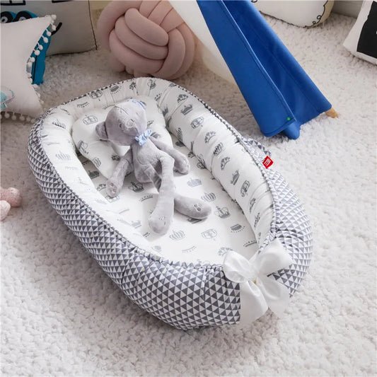 Portable Padded Cotton Lounger Baby Nest Pod with Pillow - 6 Styles