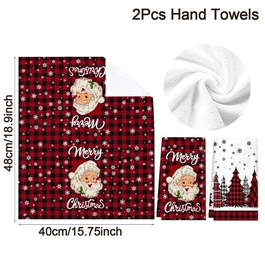 2pcs Christmas Kitchen Towels – Merry Christmas Santa Claus Dish Towels for Holiday Home & Party Decoration 2025–2026