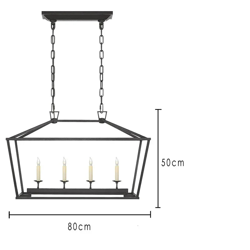 Modern Farmhouse Rectangular Kitchen Island Iron Pendant Chandelier - 2 Colours