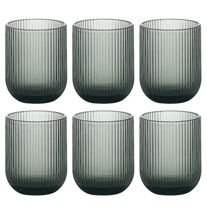 Set of 6 Luxury Ripple Drinking Glasses - Clear, Sage & Blush