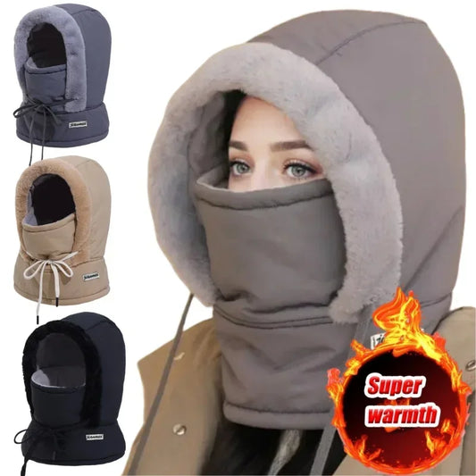 Thermal Balaclava Hood – Windproof Plush Ski Mask & Neck Warmer for Outdoor Winter Sports