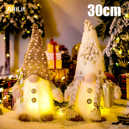 Glowing Christmas Gnome Doll – 30cm LED Faceless Plush Ornament for Tree & Home Holiday Decoration 2025