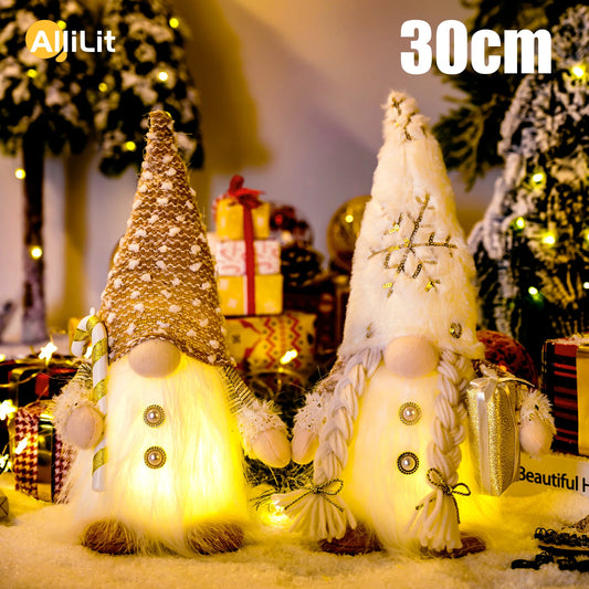 Glowing Christmas Gnome Doll – 30cm LED Faceless Plush Ornament for Tree & Home Holiday Decoration 2025