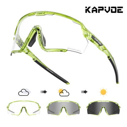 Kapvoe Photochromic Cycling Glasses – Silver Lens Sports Sunglasses for Men & Women