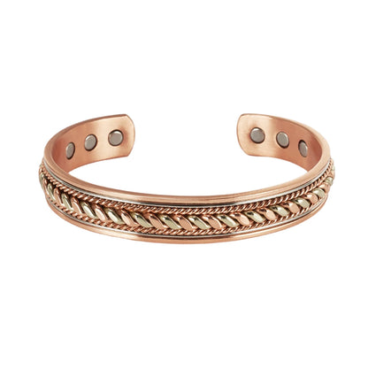 Vinterly Pure Copper Magnetic Bracelet – Adjustable Braided Cuff Bangle 12mm, Health Energy Jewelry for Men & Women