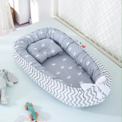 Portable Padded Cotton Lounger Baby Nest Pod with Pillow - 6 Styles