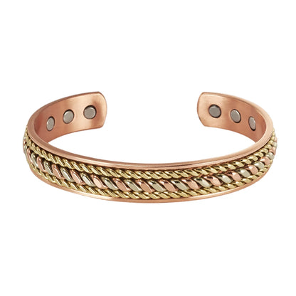 Vinterly Pure Copper Magnetic Bracelet – Adjustable Braided Cuff Bangle 12mm, Health Energy Jewelry for Men & Women