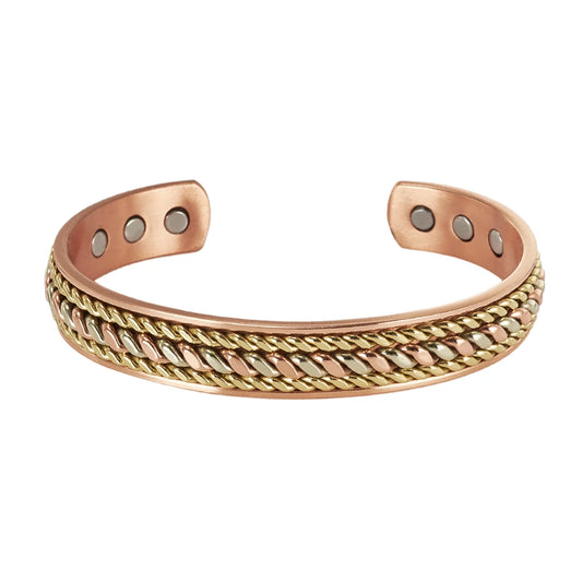 Vinterly Pure Copper Magnetic Bracelet – Adjustable Braided Cuff Bangle 12mm, Health Energy Jewelry for Men & Women