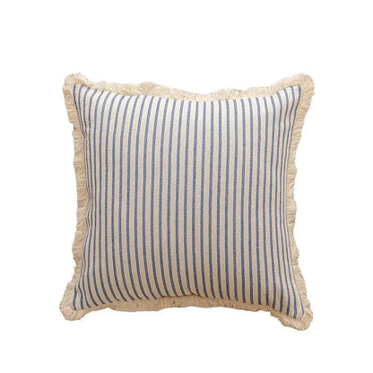 Decorative Nordic Striped Jacquard Cotton Cushion Covers With White Frill Detail - 4 Colours