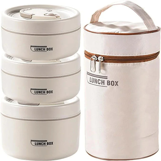 Portable Insulated Lunch Box Set – 3 Stackable Thermal Food Containers for Adults & Kids