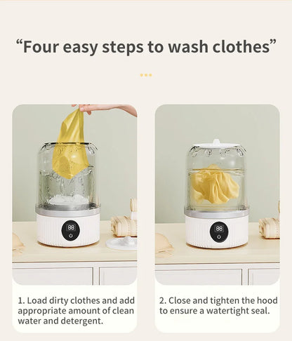 Wireless Mini Washing Machine – 1L Portable Underwear & Socks Cleaner with Dehydration Function