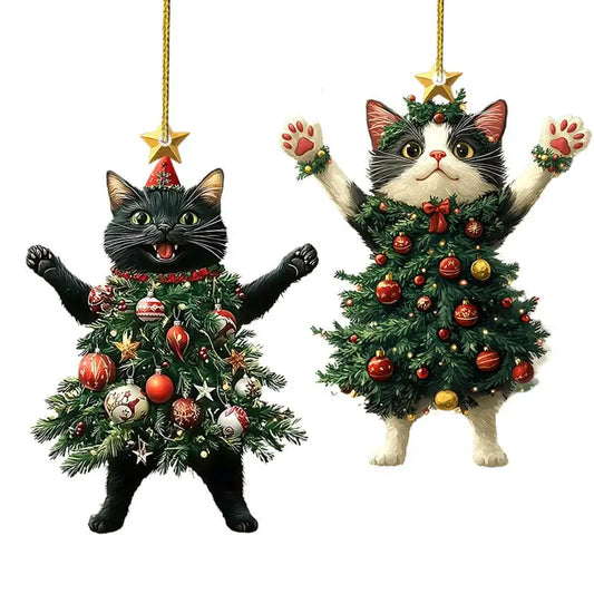 Cute Cat Christmas Ornament – Hanging Pendant for Tree, Car, Backpack & Home Decoration Holiday Gift