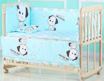 5pcs Cotton Baby Crib Bedding Set – Infant Bumpers & Safety Bed Fence Protector for Nursery Decor