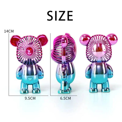 Mini Bear Handheld Fan – USB Rechargeable Portable Cooling Fan with Gradient Design