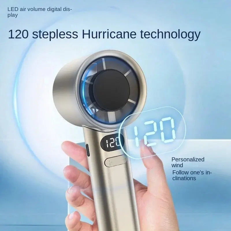 Portable Bladeless Hand Fan – 120 Speeds USB Rechargeable Mini Personal Fan