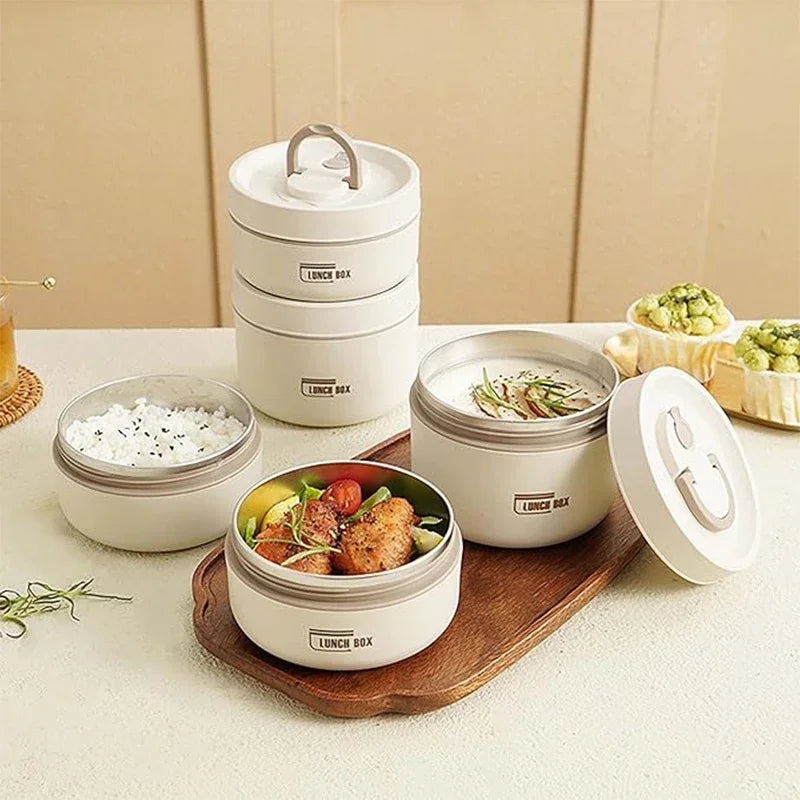 Portable Insulated Lunch Box Set – 3 Stackable Thermal Food Containers for Adults & Kids