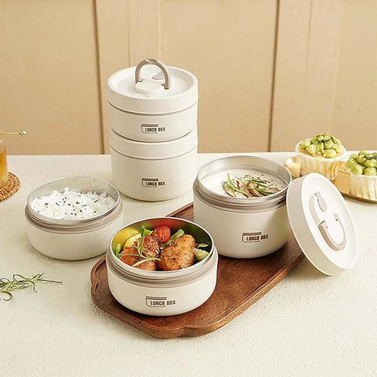 Portable Insulated Lunch Box Set – 3 Stackable Thermal Food Containers for Adults & Kids