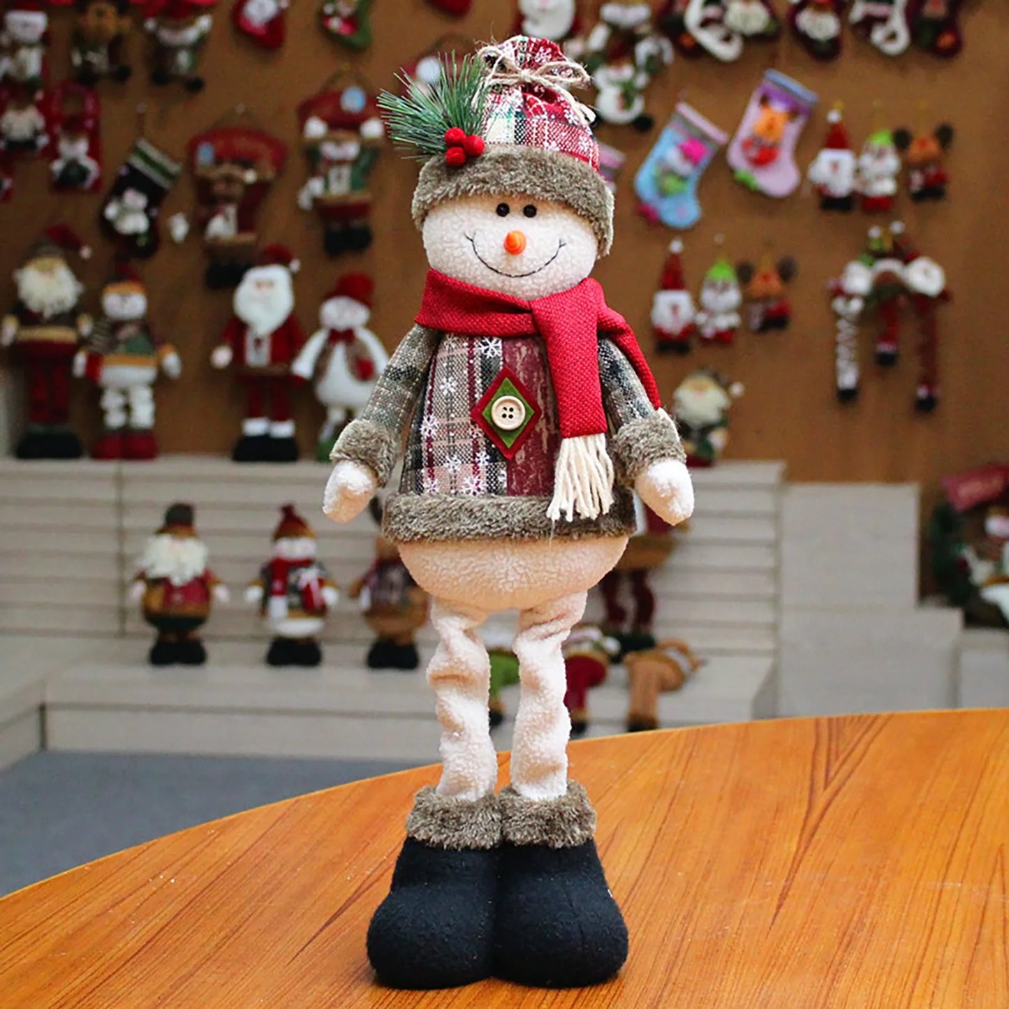 3pcs Standing Christmas Dolls Set – Santa Claus, Snowman & Reindeer Holiday Decorations for Home & New Year Gift