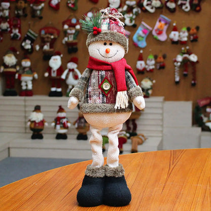 3pcs Standing Christmas Dolls Set – Santa Claus, Snowman & Reindeer Holiday Decorations for Home & New Year Gift