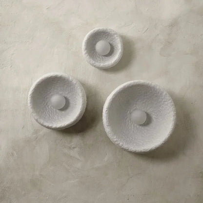 Deep White Minimalist Natural Round Japandi Inspired Wall Sconce - 3 Sizes