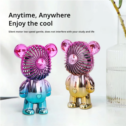 Mini Bear Handheld Fan – USB Rechargeable Portable Cooling Fan with Gradient Design