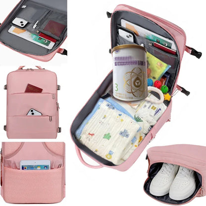 Mummy Nappy Backpack – Large Capacity Waterproof Diaper Bag with Shoe Storage & Multi-Layer Design