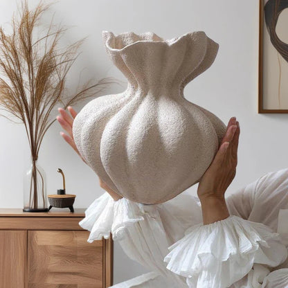 Creamy White Lotus Inspired Ceramic Flower Vase - 2 Sizes