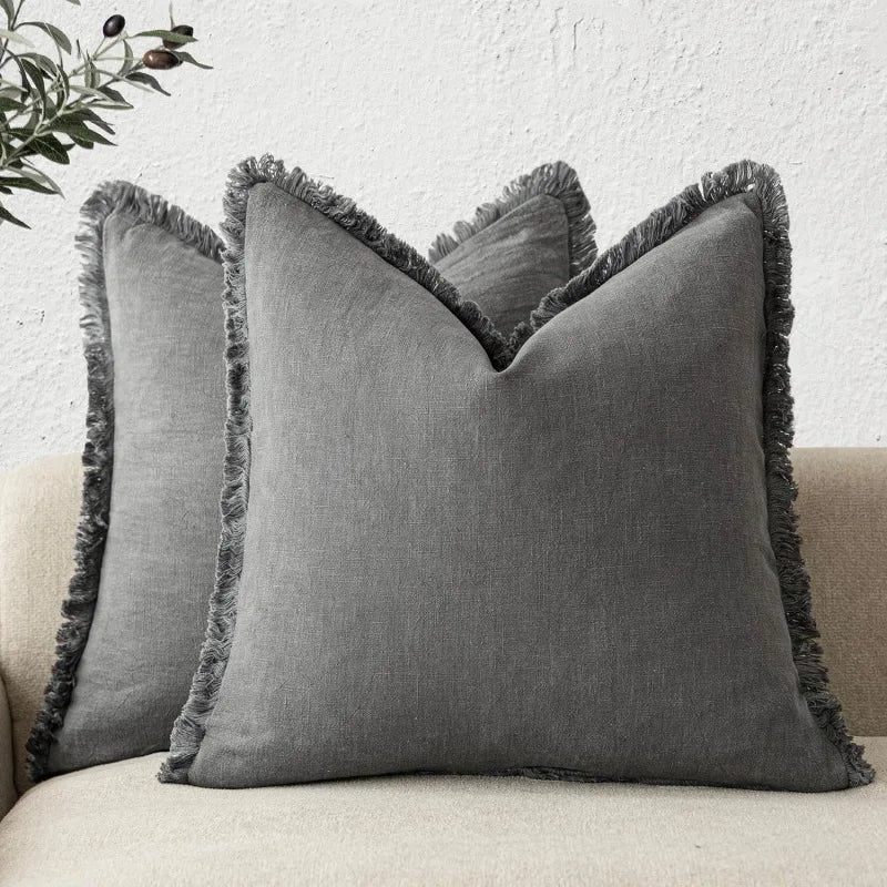 Decorative Nordic Frill Cotton & Linen Cushion Covers - 5 Colours