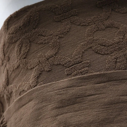 Large Knitted Jacquard Blanket Throw - White, Grey, Brown & Terracotta