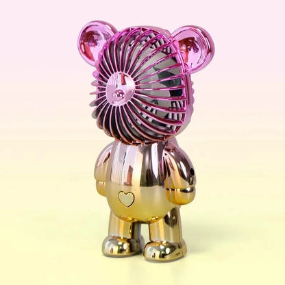 Mini Bear Handheld Fan – USB Rechargeable Portable Cooling Fan with Gradient Design