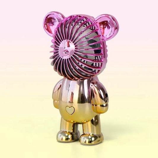 Mini Bear Handheld Fan – USB Rechargeable Portable Cooling Fan with Gradient Design