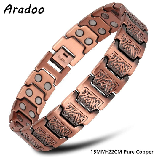 ARADOO Men’s Copper Magnetic Bracelet – Pure Copper Neodymium Link Therapy Jewelry Gift