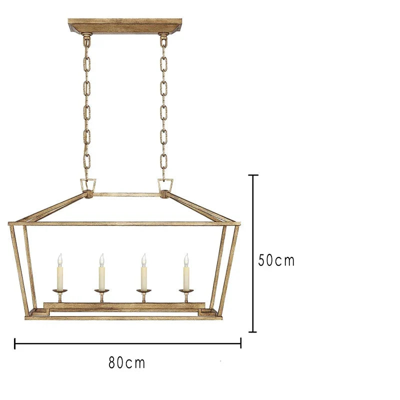 Modern Farmhouse Rectangular Kitchen Island Iron Pendant Chandelier - 2 Colours