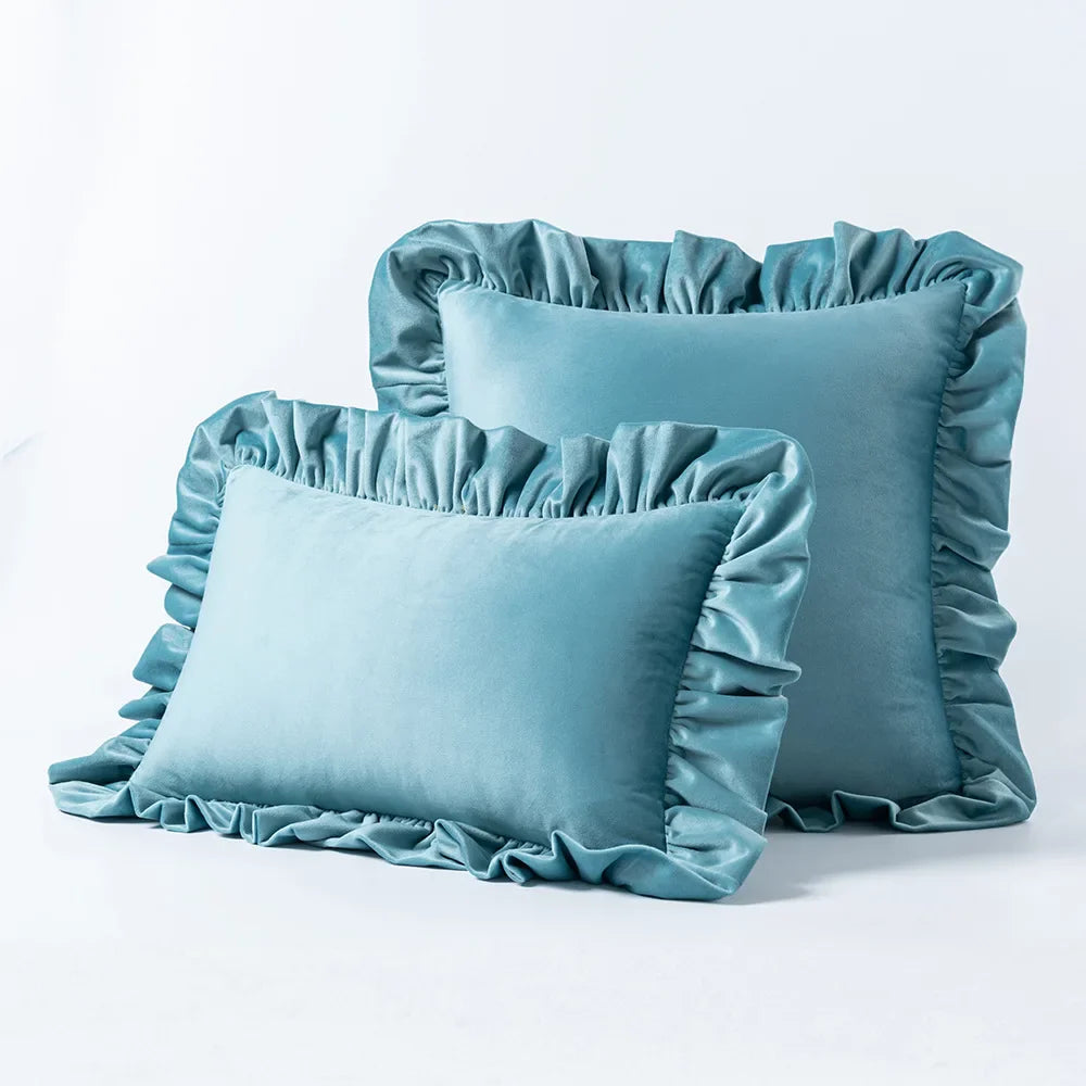 Decadent Velvet Cushion Covers with Ruffle - 16 Colours