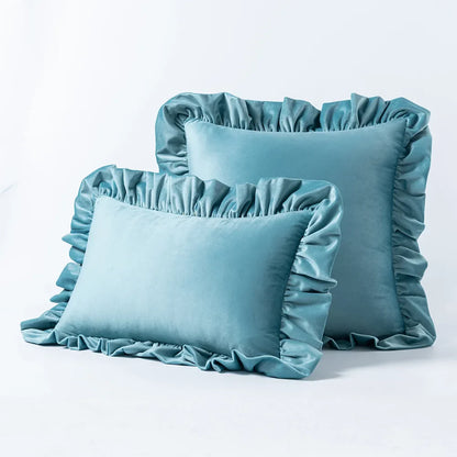 Decadent Velvet Cushion Covers with Ruffle - 16 Colours