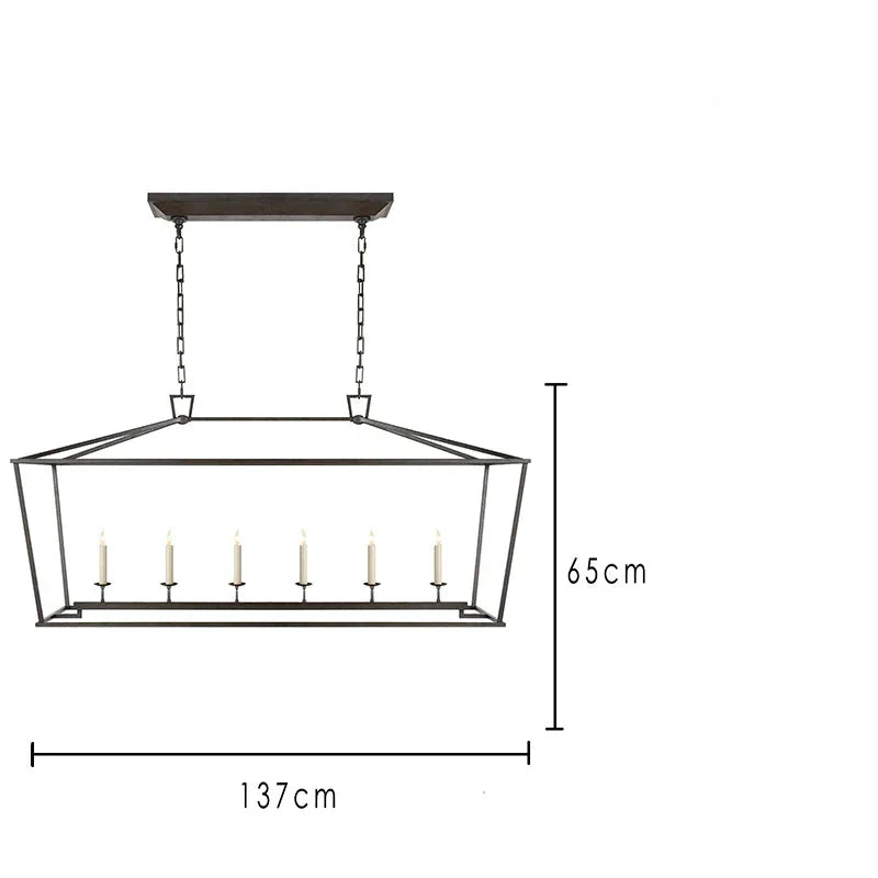 Modern Farmhouse Rectangular Kitchen Island Iron Pendant Chandelier - 2 Colours