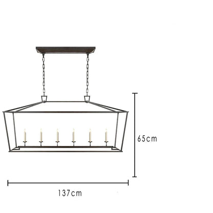 Modern Farmhouse Rectangular Kitchen Island Iron Pendant Chandelier - 2 Colours