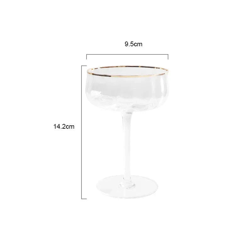 Set of 4 Sky Ripple Crystal Wine & Champagne Glasses with Gold Edge - 4 Sizes