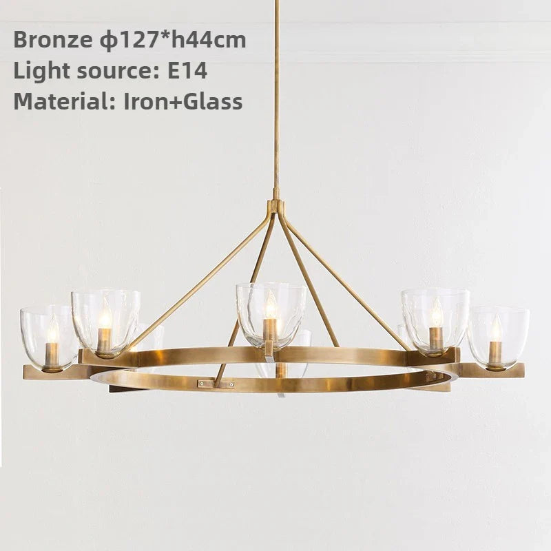 Modern Circular 8-Light Modern Farmhouse Pendant Chandelier with Glass Globes - 2 Colours