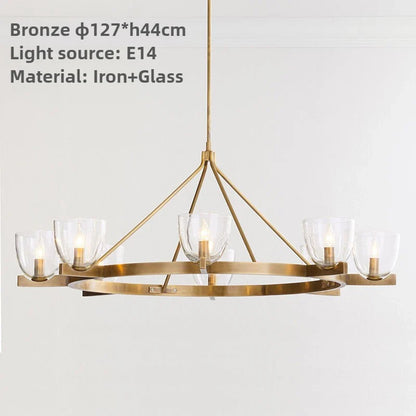 Modern Circular 8-Light Modern Farmhouse Pendant Chandelier with Glass Globes - 2 Colours