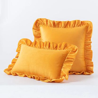 Decadent Velvet Cushion Covers with Ruffle - 16 Colours