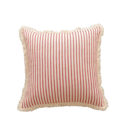 Decorative Nordic Striped Jacquard Cotton Cushion Covers With White Frill Detail - 4 Colours