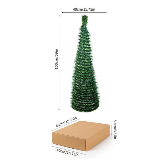 5ft Foldable Christmas Tree – Faux Festival Tree for Winter Holiday Season Indoor Home Decoration