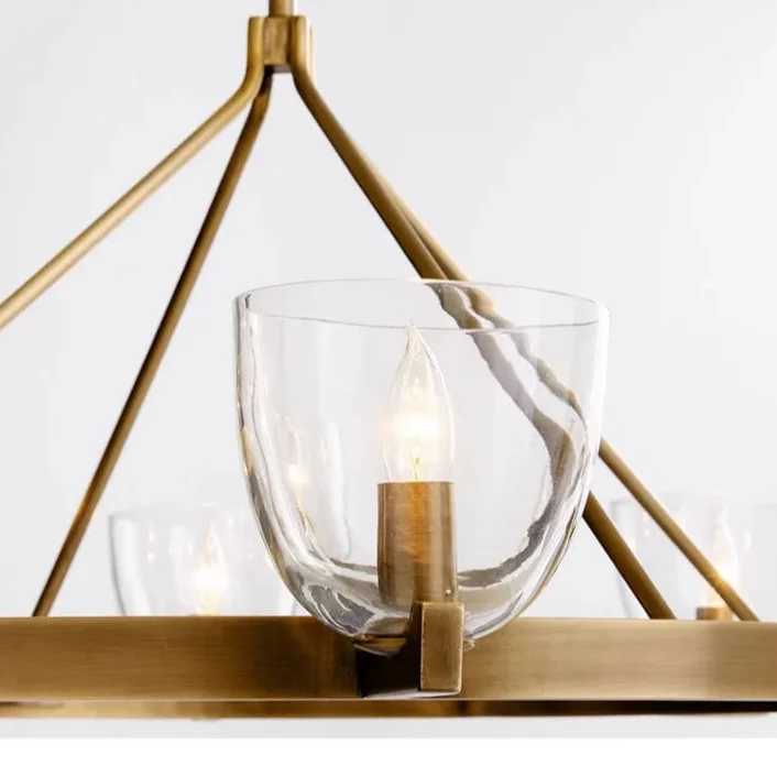 Modern Circular 8-Light Modern Farmhouse Pendant Chandelier with Glass Globes - 2 Colours